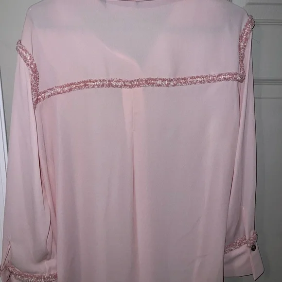 Zara Light Pink Blouse with Textured Trim - Picture 4 of 4